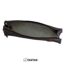ファスナー付本革ペンケース 本革 牛革 おしゃれ シンプル かわいい 筆箱 三角 ブランド 日本製 L.C.TANTAN 5枚目の画像