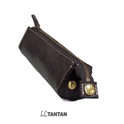ファスナー付本革ペンケース 本革 牛革 おしゃれ シンプル かわいい 筆箱 三角 ブランド 日本製 L.C.TANTAN 3枚目の画像