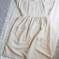 亞麻有機棉紗布寬鬆短袖長連衣裙 第9張的照片