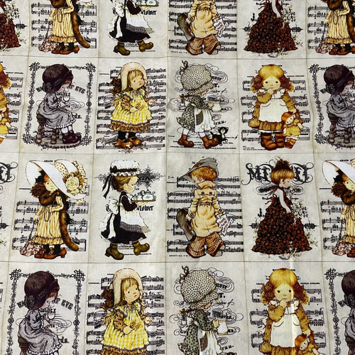 可愛い女の子とレトロガール柄パネル生地　ハンドメイド ✧*。レトロガール3 懐かしい生地 約45×110 生地 brown3104 通販