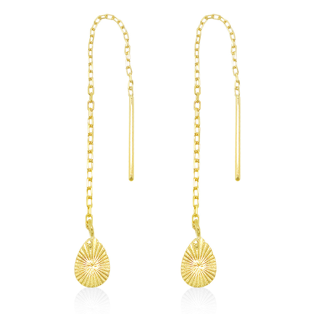 【在庫1点あり】K18 イエローゴールド 金のリーフ モチーフ チェーンピアス 美輪宝石