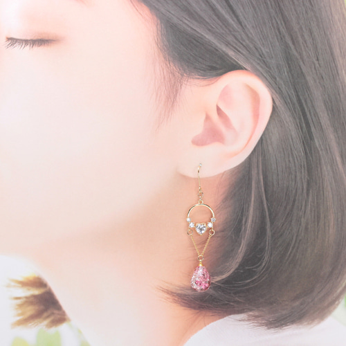 ゆらり雫~4color~(1055) ピアス/イヤリング/ノンホールピアス/樹脂 