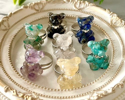 天然石　お守り　リング カボションカット 7カラー お守り 天然石ネックレス- | Ops
