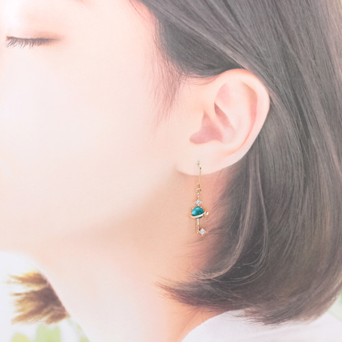 Moon＆Planet key(1064) ピアス/イヤリング/ノンホールピアス/樹脂