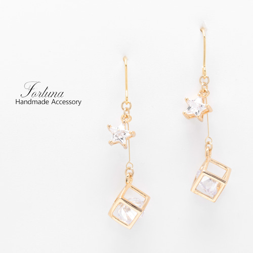 star & cube(1073) ピアス/イヤリング/ノンホールピアス/樹脂ピアス 