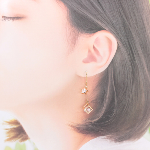 star & cube(1073) ピアス/イヤリング/ノンホールピアス/樹脂ピアス 