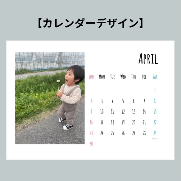 2L 卓上 開始月が選べる 光沢紙 【C】 写真入り 2024年カレンダー カレンダー 子供 ペット プレゼント 13枚目の画像