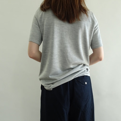 [日本製] 100%真絲基本款針織套頭衫&lt;淺灰色&gt; 第6張的照片