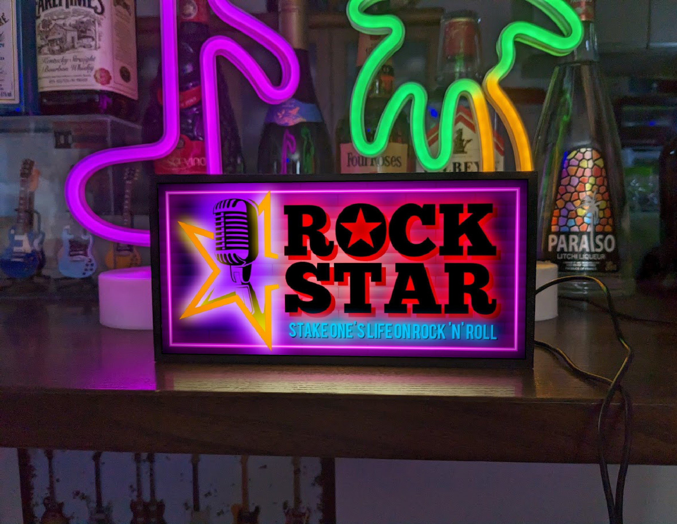 ロックスター ライブ ボーカル マイク ROCK ロックンロール サイン ランプ 看板 置物 雑貨 ライトBOX