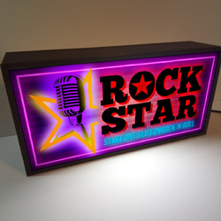 ロックスター ライブ ボーカル マイク ROCK ロックンロール サイン ランプ 看板 置物 雑貨 ライトBOX 3枚目の画像