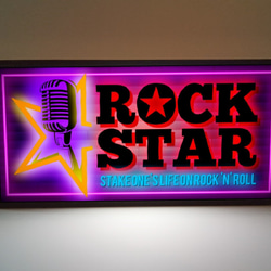 ロックスター ライブ ボーカル マイク ROCK ロックンロール サイン ランプ 看板 置物 雑貨 ライトBOX 2枚目の画像