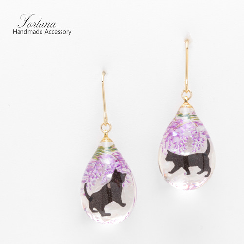 藤と猫(1082) ピアス/イヤリング/ノンホールピアス/樹脂ピアス ピアス 