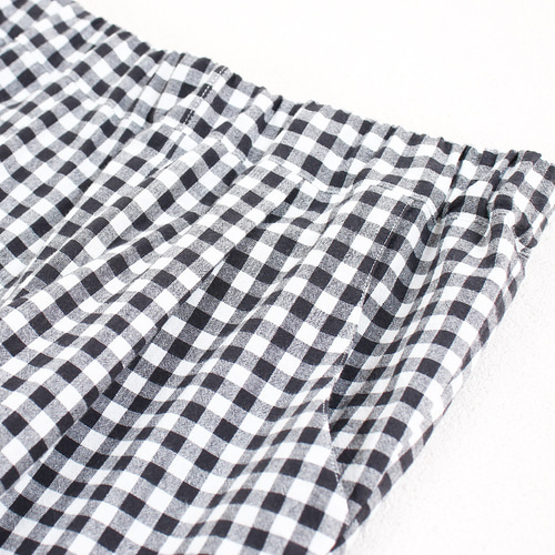 ★日本製 robe de chambre リネン テーパード キャロット パンツ c_o_c_o_r_o テーパードパンツ ギンガムチェック（白×黒