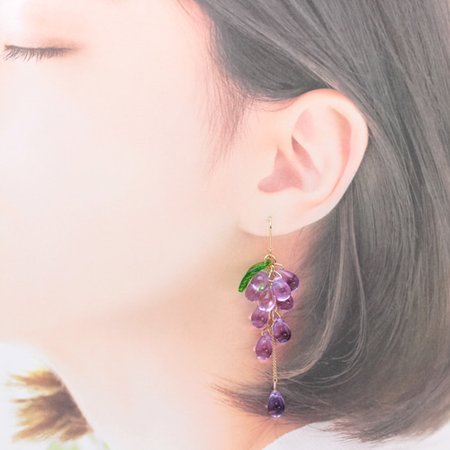 藤の花(1091) ピアス/イヤリング/ノンホールピアス/樹脂ピアス ピアス 