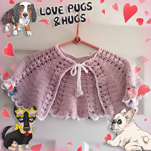 1日後発送】手編みキッズつけ襟／コットンケープ／ハンドメイド