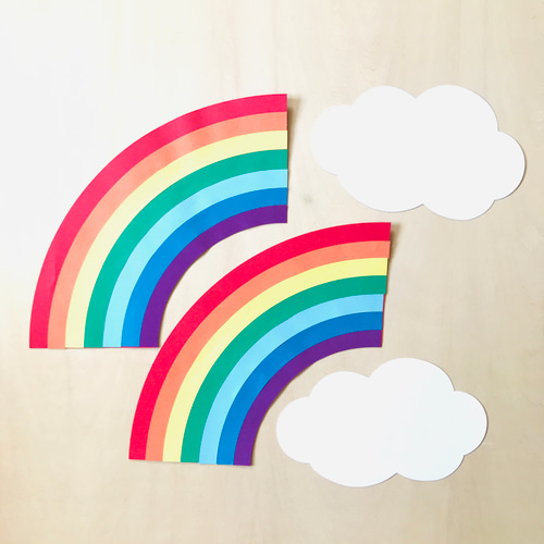 壁面装飾】虹と雲／にじ レインボー カラフル 晴れ 保育 施設 ウォール