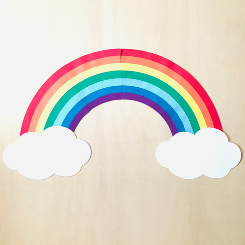 壁面装飾】虹と雲／にじ レインボー カラフル 晴れ 保育 施設 ウォール