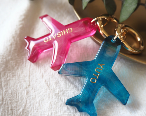 全5色【clear marble】レジン 名入れ バゲージタグ フライトタグ