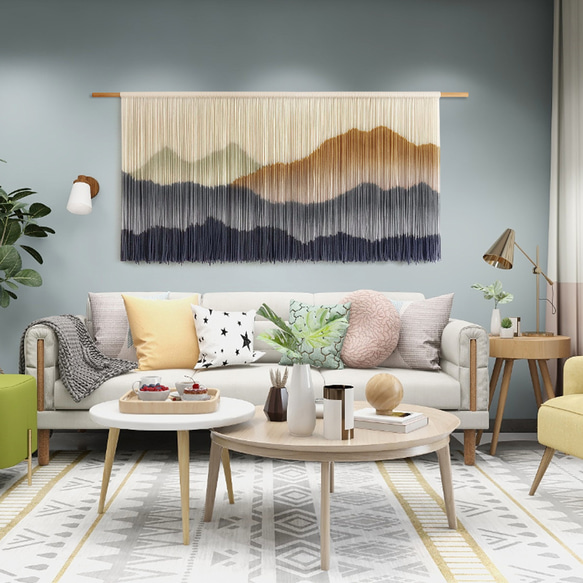 【受注製作】風景画 絵画 タペストリー 壁掛け 手作り アート 芸術 ウォールハンギング 新築祝い・新居祝い 家の装飾 cm 高さ 円幅 アート 90cm ロッドを使用した壁掛けタペストリーの実際の幅は 広くなります #寝室