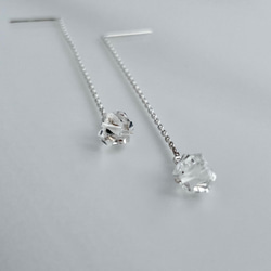 silver925 Herkimer Diamond チェーンピアス 4枚目の画像