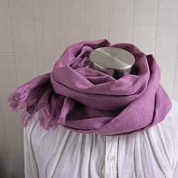 亞麻披肩紫粉色185cm 第7張的照片