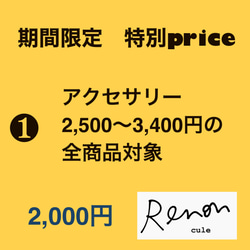 ❶特別price 期間限定　アクセサリーのみ2,500円商品〜3,400円まで。ピアスからイヤリングにも全て変更可能 1枚目の画像