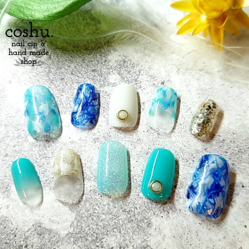 晴れやかブルー2023』夏ネイル ネイルチップ（つけ爪） coshu. 通販