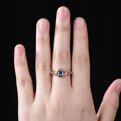 リーフ フローラル つる 小枝 自然にインスパイアされた婚約指輪 6月の誕生石 アレキサンドライト ブライダルリング 5枚目の画像