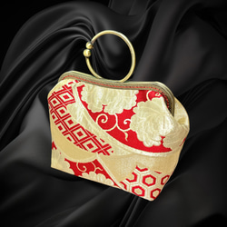 着物リメイクバッグ　着物オリジナルバッグ　和柄ハンドバッグ　和モダン　がま口バッグ　和風ショルダーバッグ　[No.53] 2枚目の画像