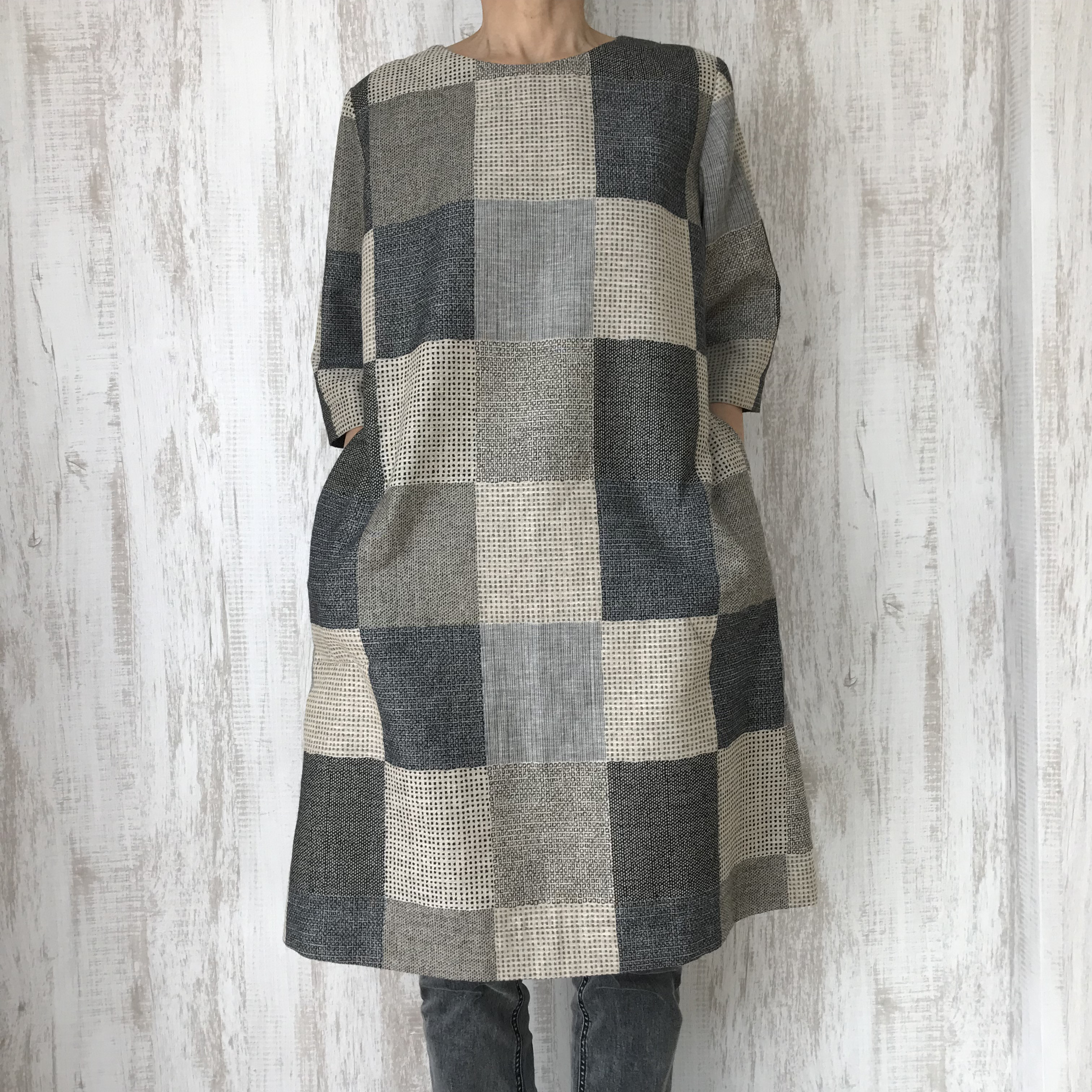 柔らか　二重織ジャガード地　ゆったり　チュニック