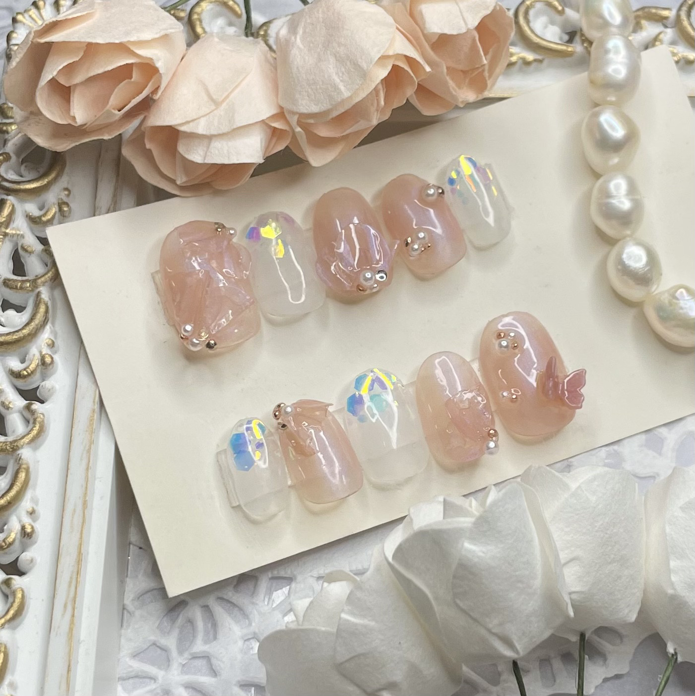 サイズオーダー♡ パステル3Dフラワーネイルチップ ピンク order nail  