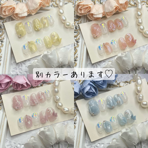 サイズオーダー♡ パステル3Dフラワーネイルチップ ピンク order nail  