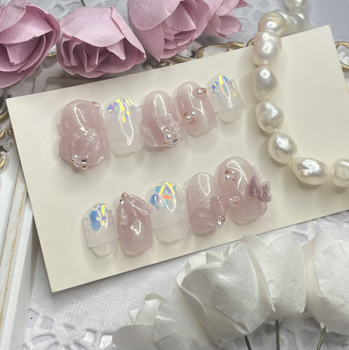 サイズオーダー♡ パステル3Dフラワーネイルチップ パープル order  