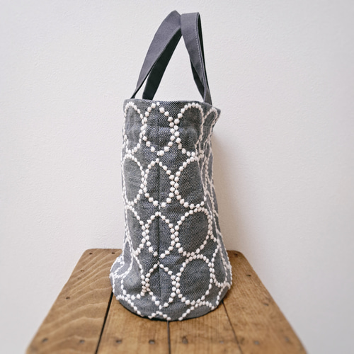 ミナペルホネン tambourine*ネイビー 巾着バッグ トートバッグ