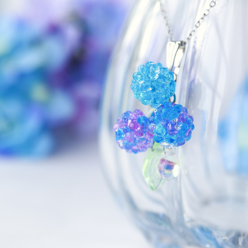 色が選べる紫陽花 ネックレス 金属アレルギー対応 早割母の日2024