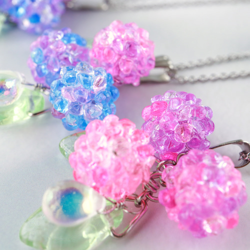 色が選べる紫陽花 ネックレス 金属アレルギー対応 早割母の日2024