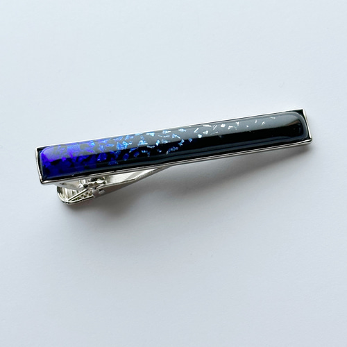 Galaxy 七宝焼のネクタイピン blue 箔ちらし七宝 タイピン・カフス