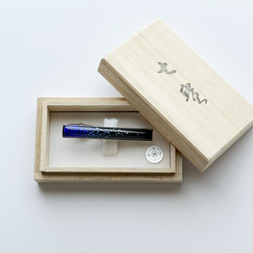 Galaxy 七宝焼のネクタイピン blue 箔ちらし七宝 タイピン・カフス