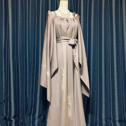 【正絹】着物リメイク 訪問着ドレス&ショールのセット／キャミワンピースタイプ／フォーマル／結婚式・パーティ等に［113］