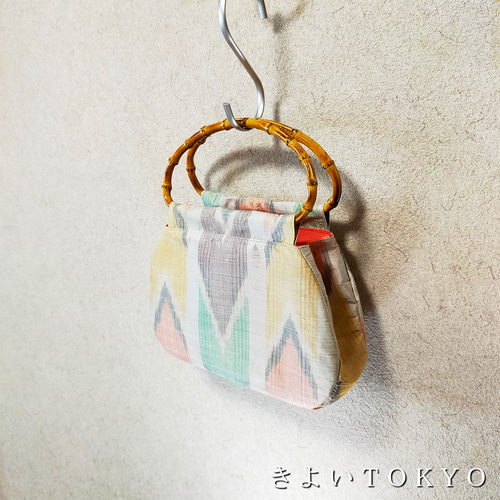 竹持ち手のインドシルクバッグ♪着物に合うバッグ【送料無料】 その他