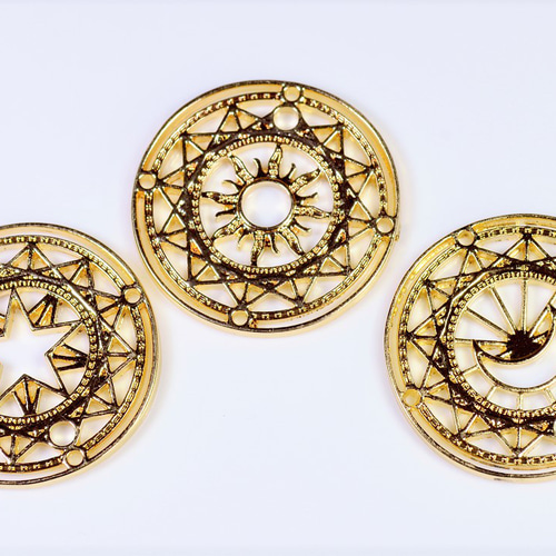 アンティークパーツ】星 太陽 三日月 チャーム 透かしパーツ 金属