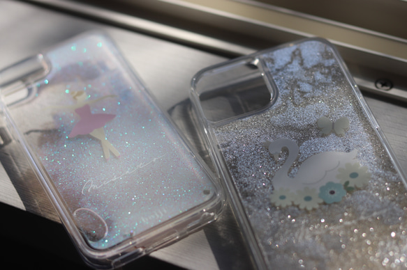 【名入れ】ピンクバレリーナのキラキラスマホケース(iphone/andoroid) 4枚目の画像