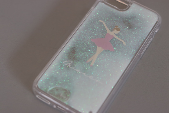 【名入れ】ピンクバレリーナのキラキラスマホケース(iphone/andoroid) 6枚目の画像