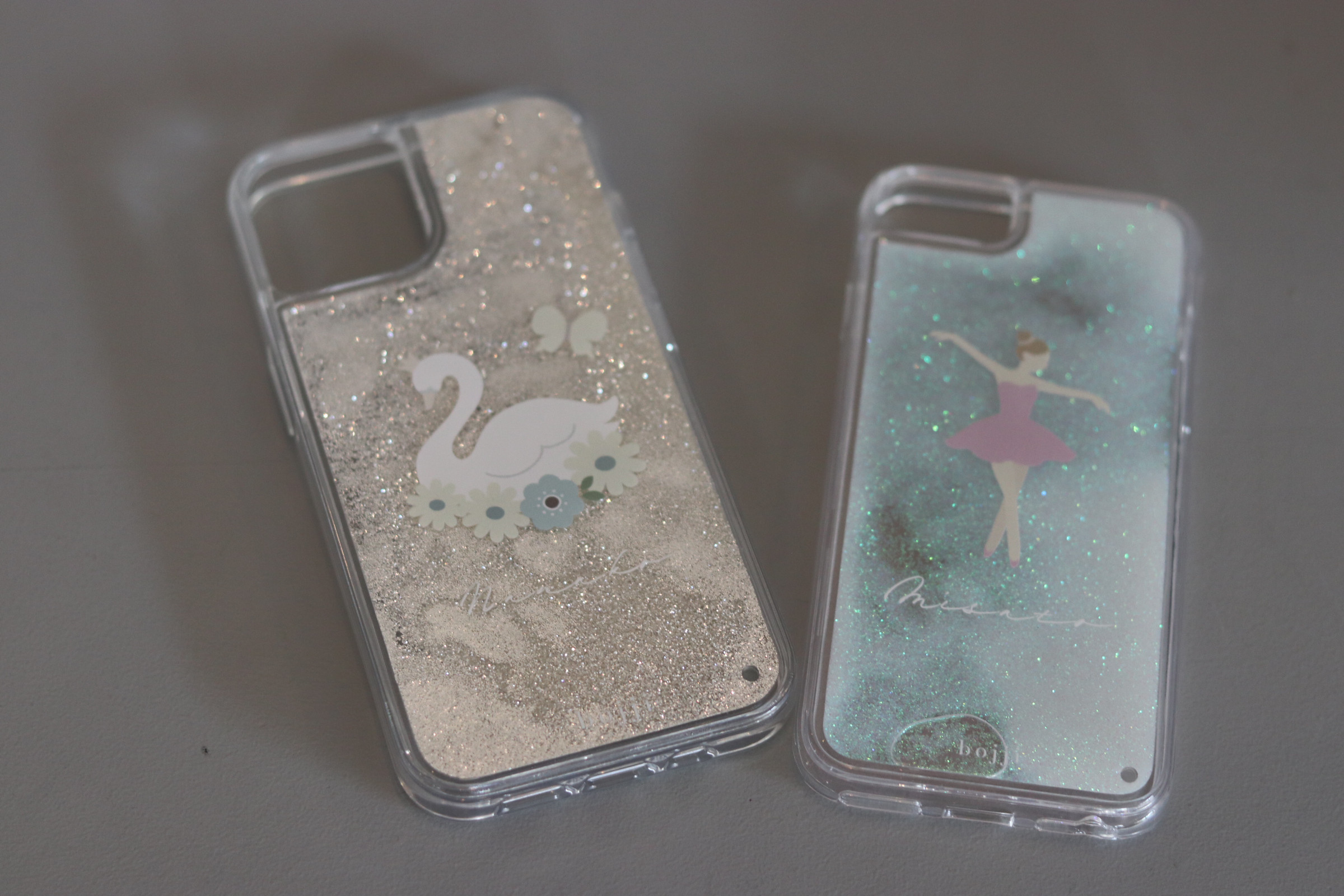 名前入り♡キラキラシェルフラワー✨淡色✨フレーク♡Androidケース
