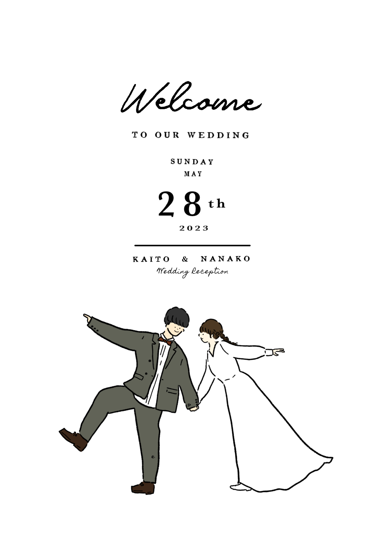 ＊お二人のイラストでゆるっとかわいい世界に一つだけのオリジナルウェルカムボード作成いたします＊