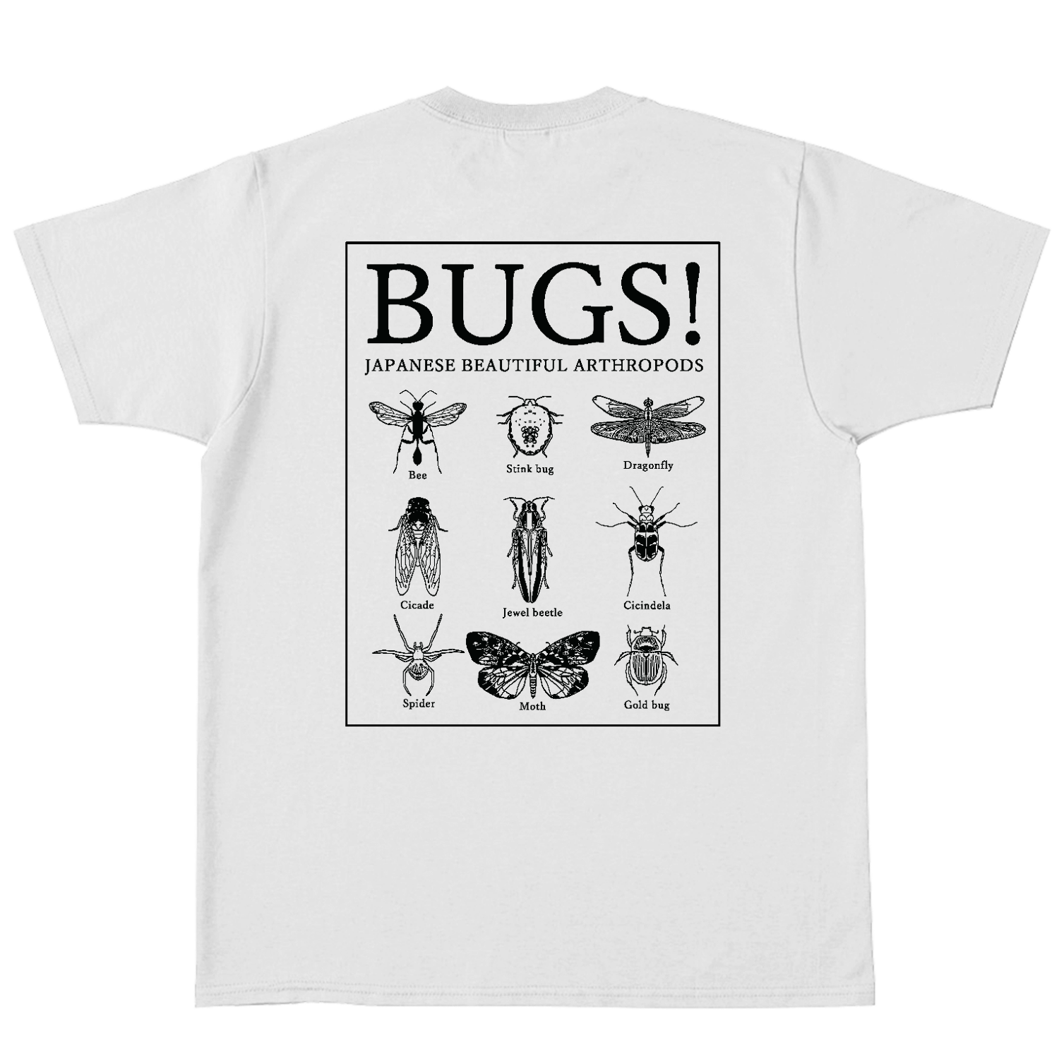 ＼親子コーデにも／　昆虫モチーフバックプリントTシャツ　【ホワイト】