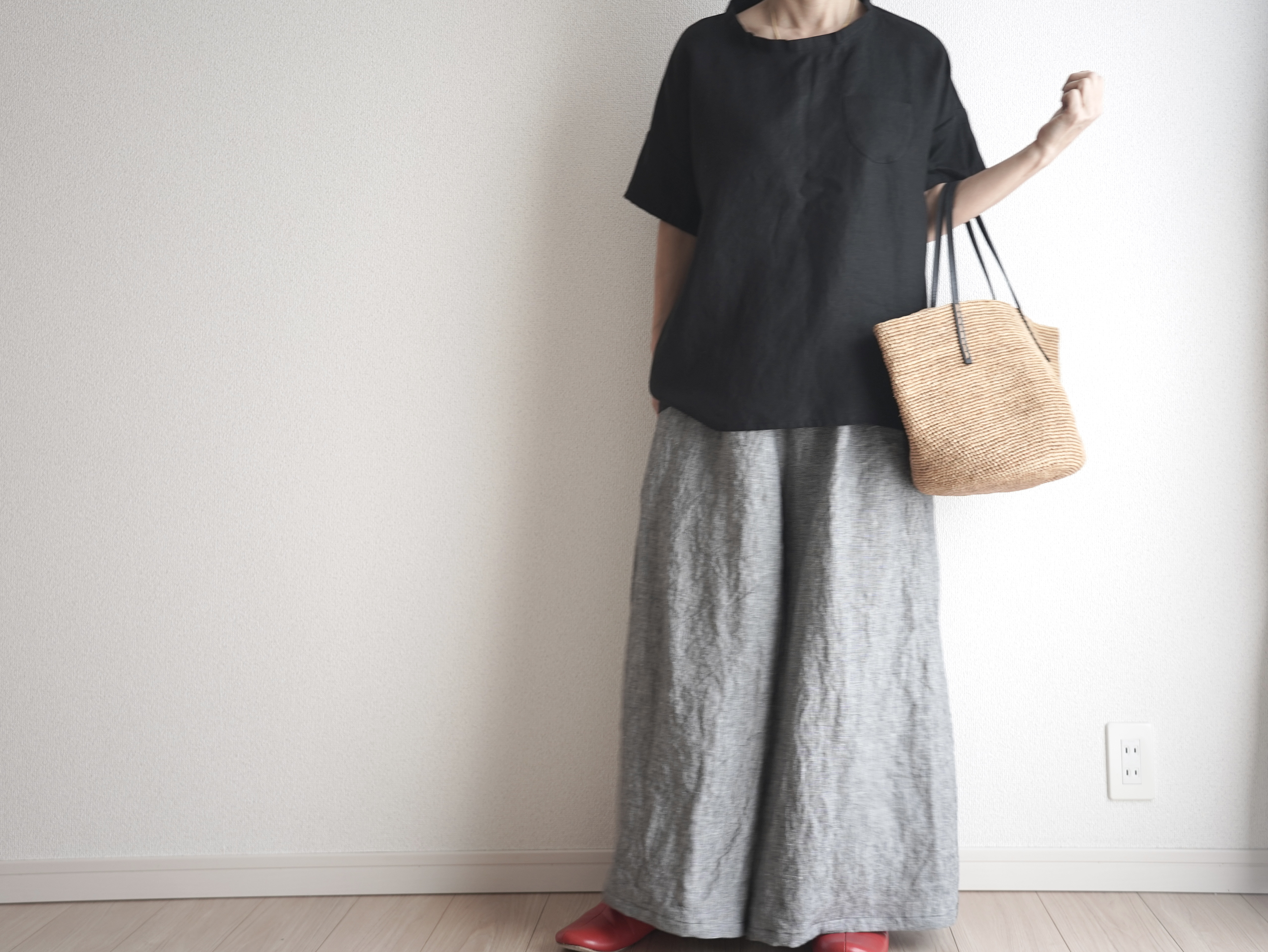 chez vidalencアンティークリネンキュロットパンツ