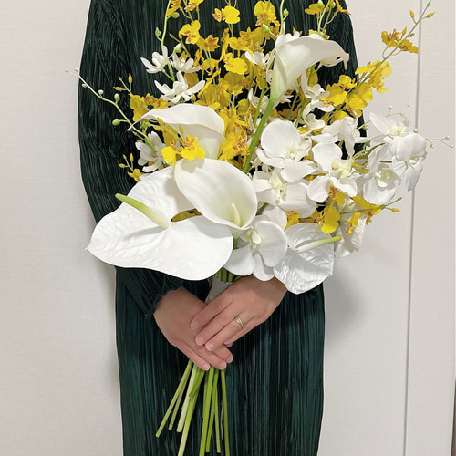 胡蝶蘭、カラー、アンスリウム、ウェディングブーケ ブーケ Maman