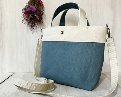 ハンドメイド  8号帆布(ショルダー)×8番糸 ラウンドトートバッグM-S 62f8909271b1d371f41c4147105979