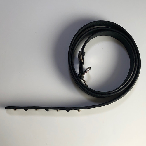 パトリックステファン　ロングナロー　スタッズベルト　レザー　ブラック　匿名配送 nk247-01.jpg